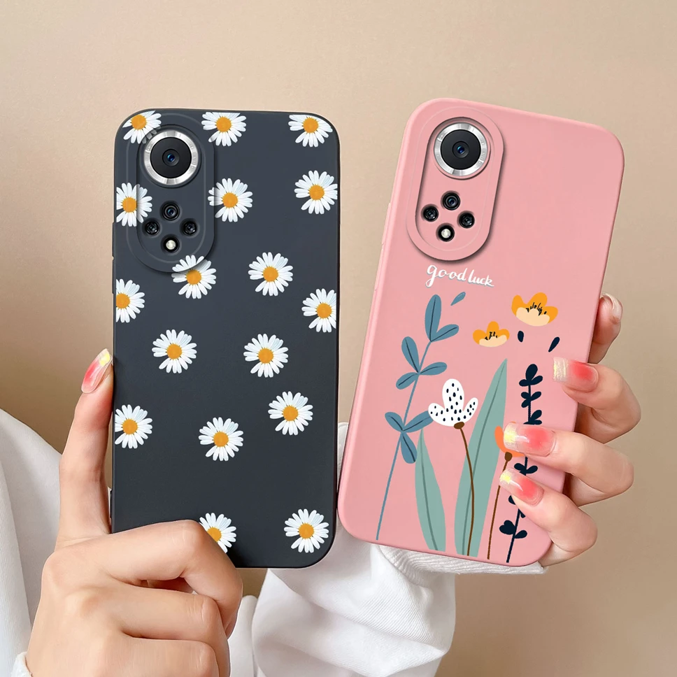 For Honor 50 Pro 50SE 50 Lite Case Cute Flower Smooth Liquid Silicone Back Cover Shell For Honor 50Pro SE 50Lite Coque Fundas