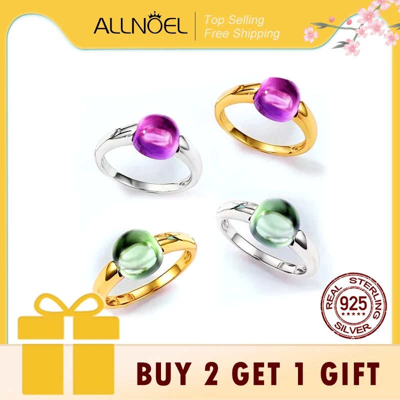 

ALLNOEL 925 Sterling Silver 10K Gold Plated Color Crystals Rings For women's ring Luxury Inlaid Water Drop Pendant Party Gift