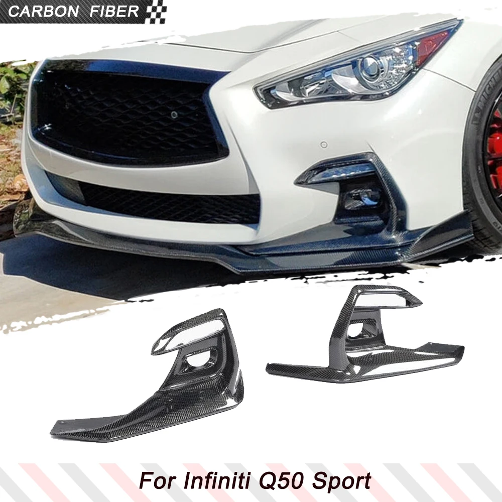 Cabon Fiber Car Front Fog Light Cover for Infiniti Q50 Sport 2018-2020 Car Fog Lamp Canards Vent Air Intake Splitters Body Kits