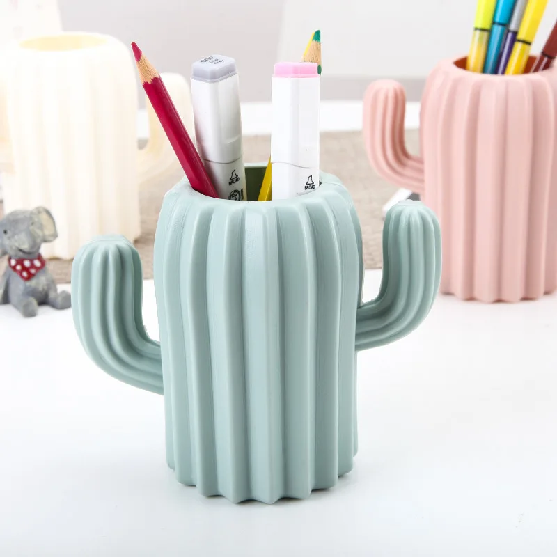 Pink Plastic Vase Home Decor Imitation Ceramic Cactus Vase Flower Pot Wedding Decoration Unbreakable Creative Pen Holder Gift