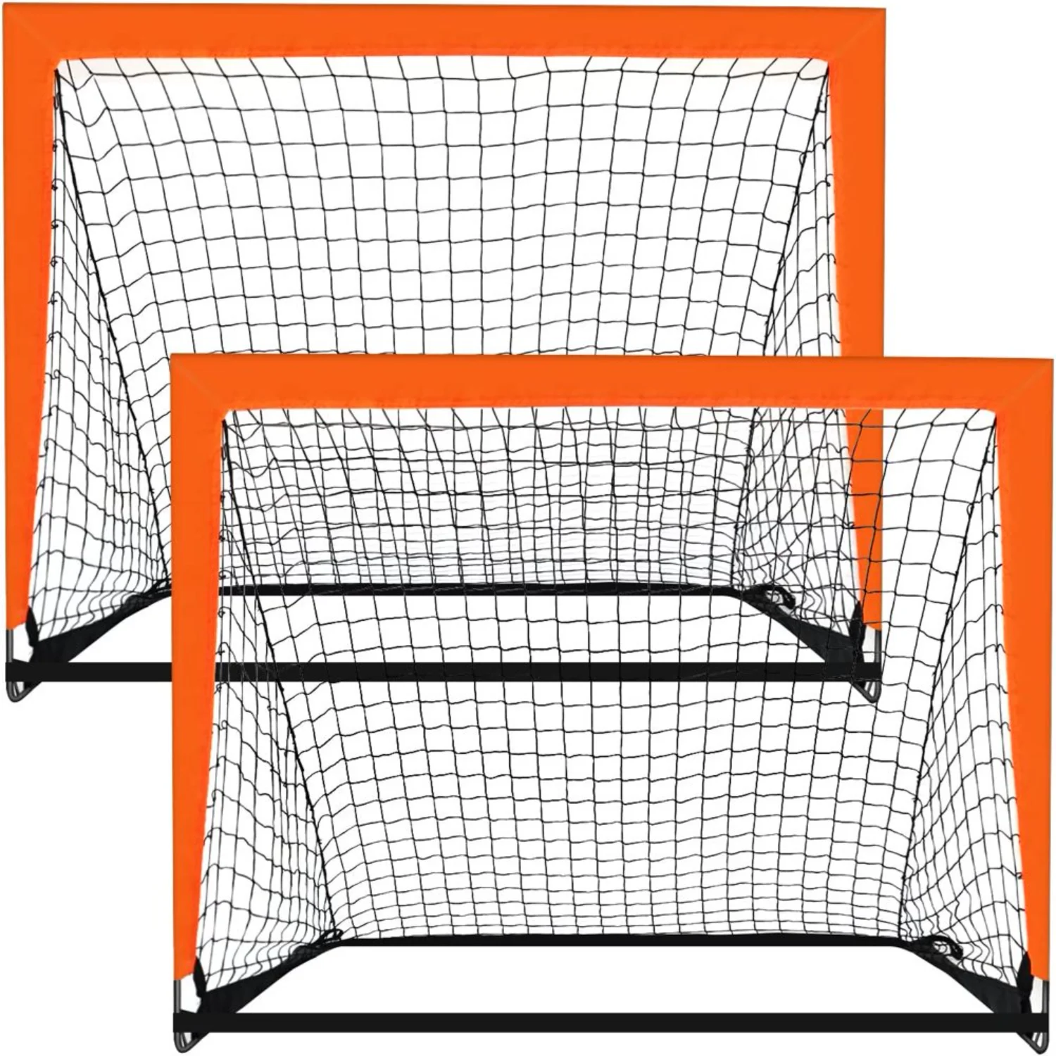 NEWCE 2 Pack 4’ x 3’ Size Portable Kid Soccer Goals for Backyard, Indoor and Outdoor Pop up Soccer Goals, Orange