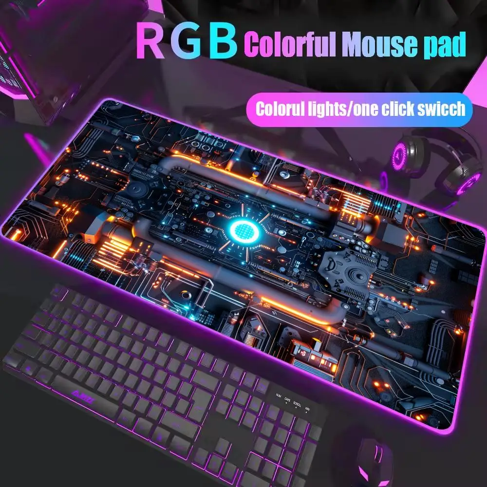 

Cool technology Mouse Pad XXL RGB Gaming Mouse Pad Gamer Accessories Large LED Light Mousepads PC Computer Desk Mat with Backlit