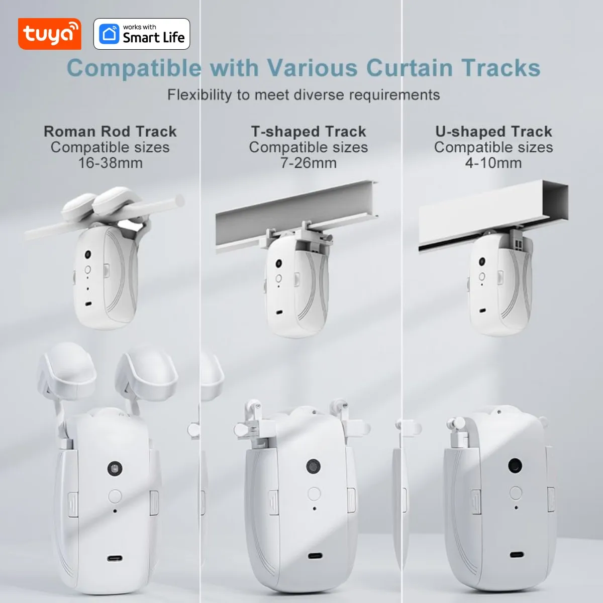 Tuya Smart Curtain Robot Curtain Motor 3-in-1 Tuya APP/Remote control Timed switch, Pull-to-start For Roman T U Tracks