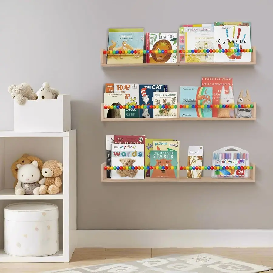 

Book Shelves 32 inches Set of 3,Wall Bookshelves for Kids,Nursery Shelves for Bookshelf Wall,Book Shelf Organizer for KidsFiveCo