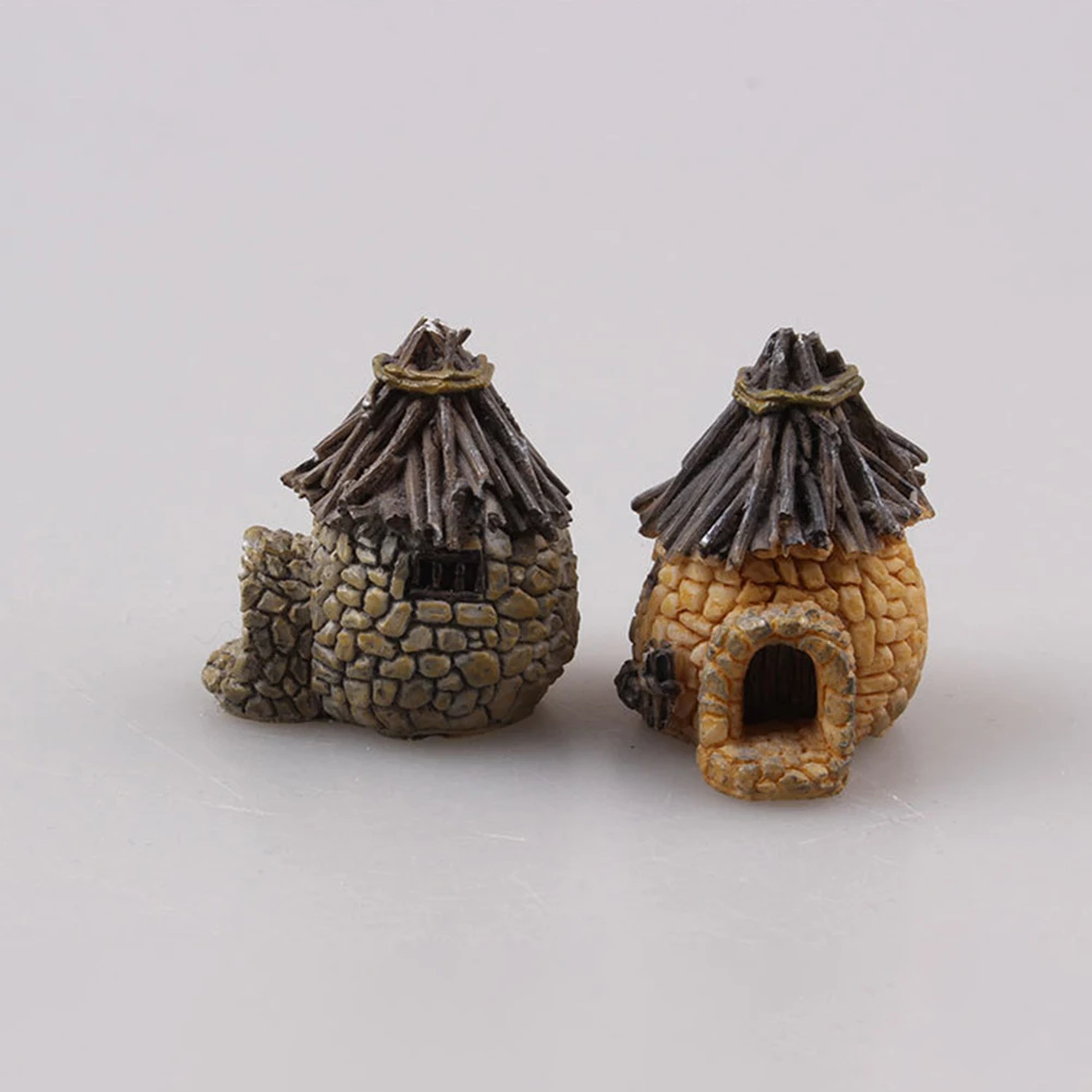 

6pcs Resin Villa naments Mini House Decor Desktop Crafts Accessories Home Supplies Small Decoration