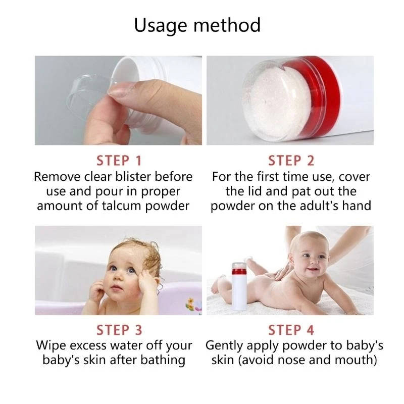 Travel Friendly Baby Powder Holder Case Organiser Box with Soft Puff for Unisex 425F