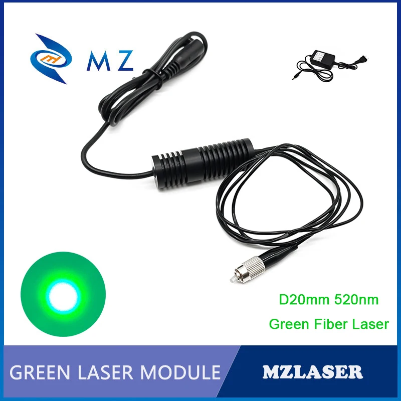 Compact Fiber Optic Laser Diode Module Hot Selling D20mm 520nm 3V 15mw Fiber Laser Coupled Green Spot Laser Industrial Grade