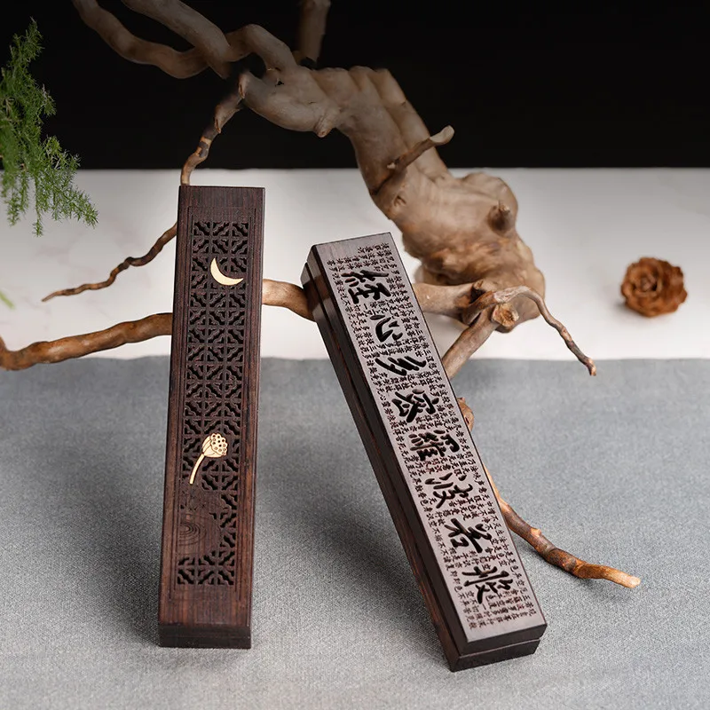 Ebony Sandalwood Incense Box Boxwood Incense Burner Sticks Holder Friendly Home Decor 13cm Length