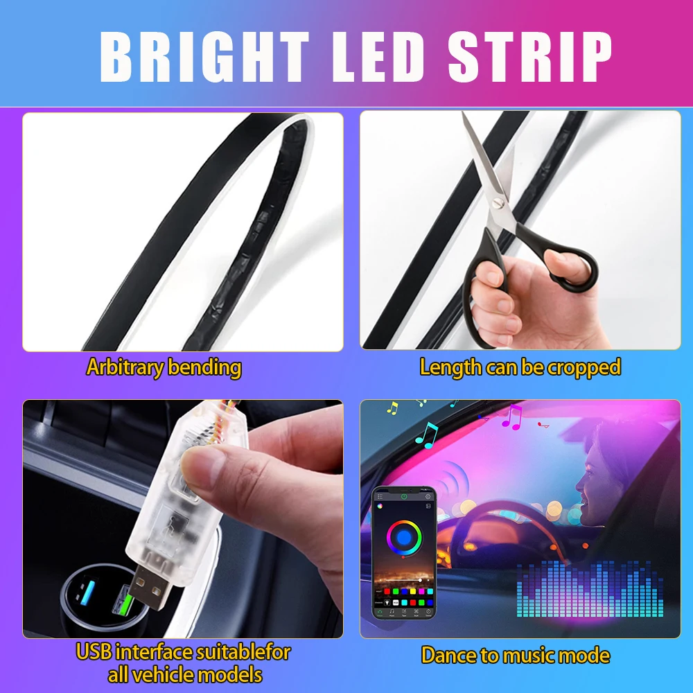 Lampu Strip Atmosfer Mobil War - Car Interior Neon Light Usb ulasan dan harga
