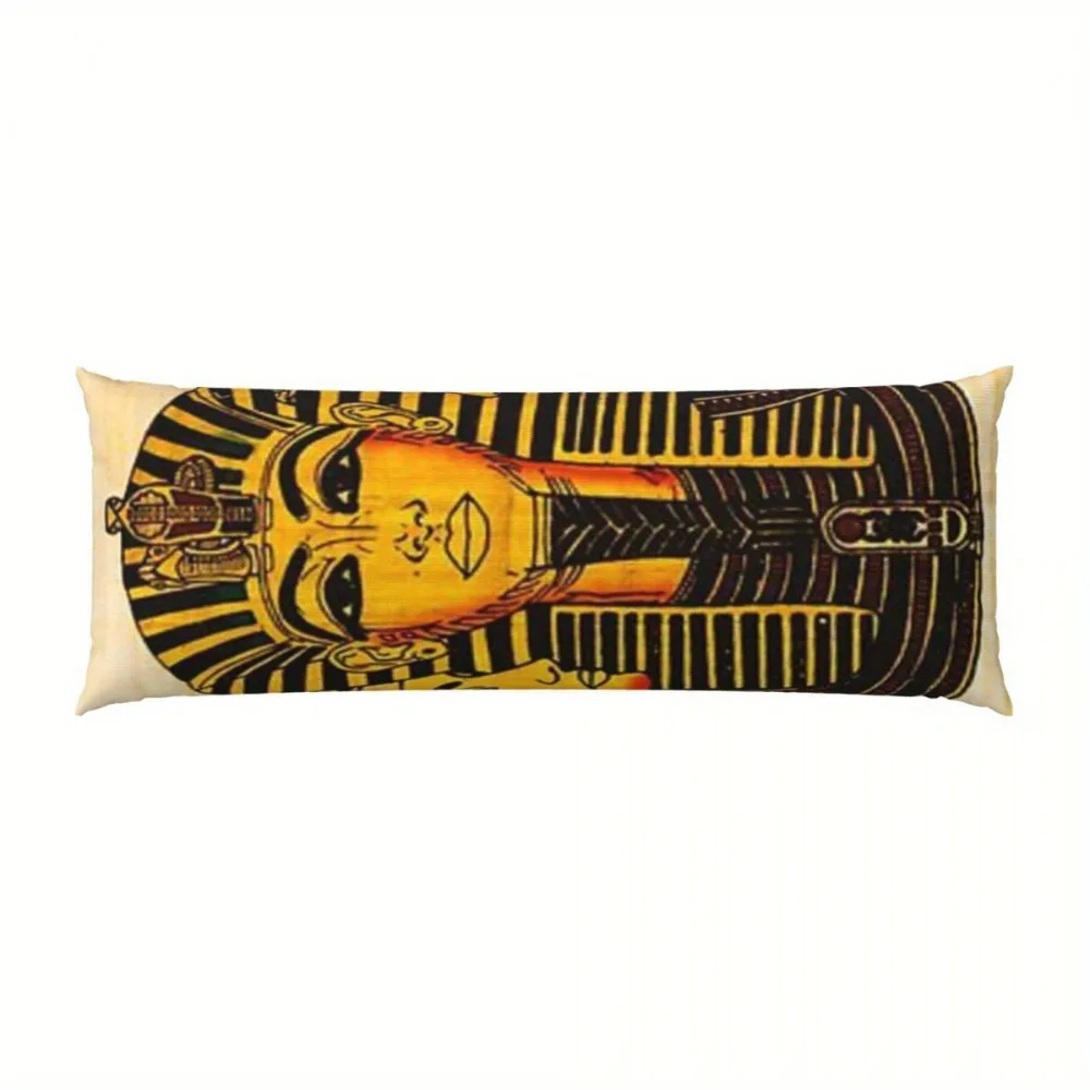 Egyptian Royal Tutankhamun Nefertiti Cleopatra Long Pillowcase - 20x54 Inches / 50x137cm - Double-sided Print, 100% Polyester Fi