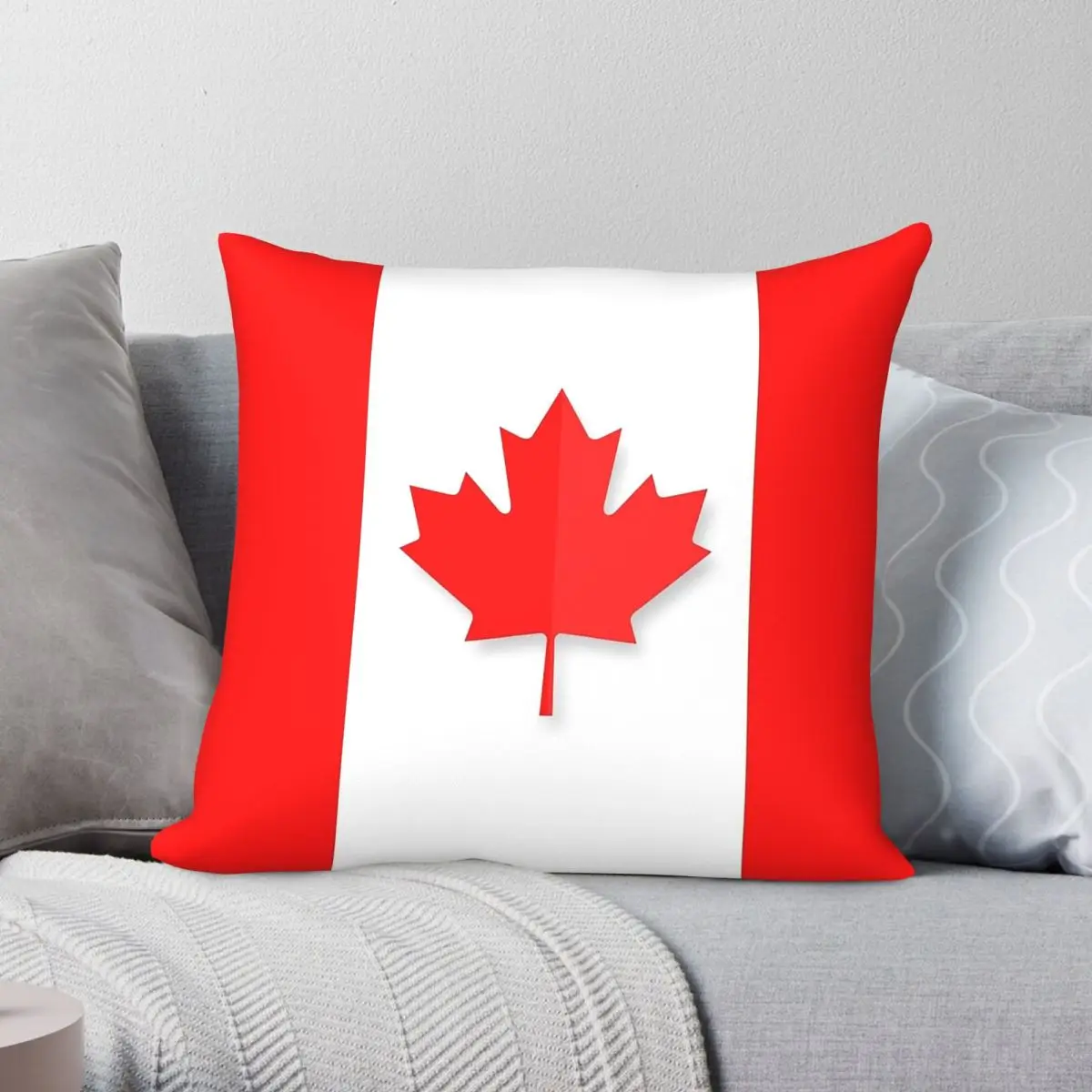 Canada Maple Leaf Flag Square Pillowcase Polyester Linen Velvet Pattern Zip Decorative Throw Pillow Case Home Cushion Cover