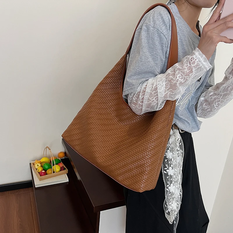 

Big PU Leather Hobo Bags for Women 2025 New Simple Designer Fashion Evening Party Handbags and Purses Females Shoulder Bag