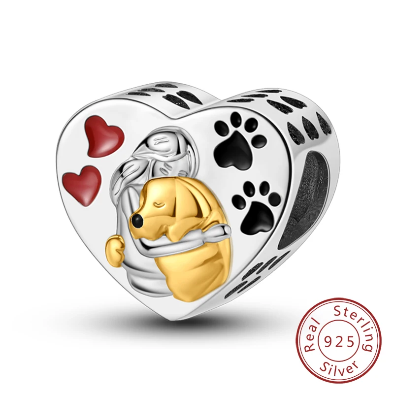 Heißer Verkauf Charm Bead Anhänger 925 Sterling Silber Glühwürmchen Liebe Herz Katzen Hunde Sonnenblumen Charm für Armband Frauen DIY Schmuck Geschenk