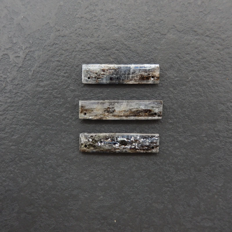 

3PCS Blue Kyanite Bar Pendants Polished Silvery-Blue Gemstone Jewelry Components for Crafting 34x9x3mm-8.6g