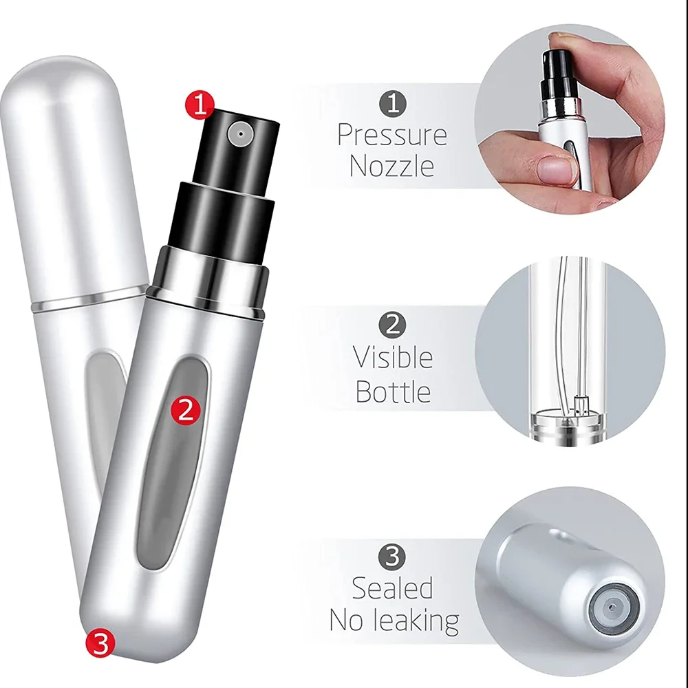 3pcs 5ml portable mini refillable perfume bottle Spray Atomizer Portable Travel Empty Cosmetic Container Perfume Bottle