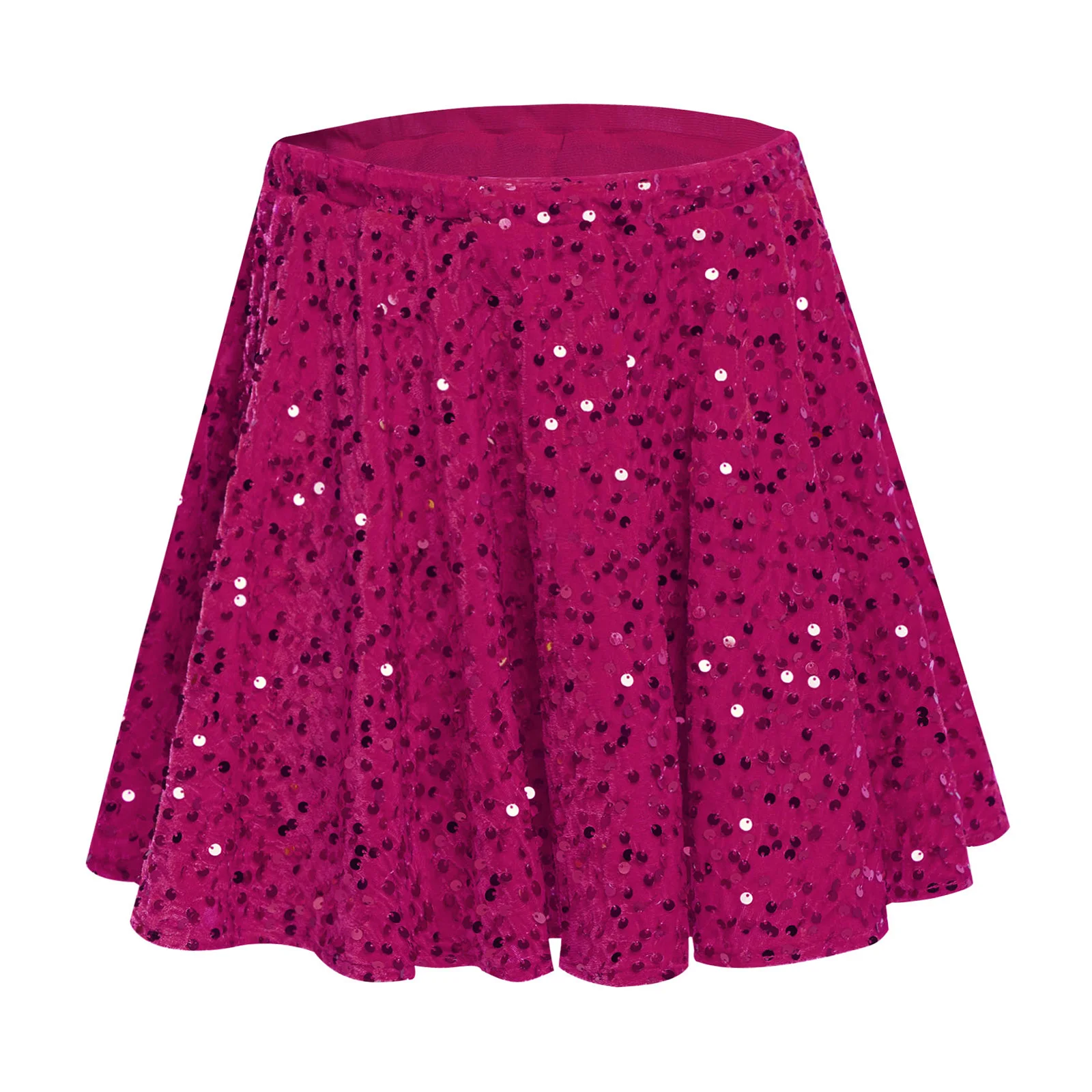 

Kids Girls Ballet Skirts Velvet Skirt Sparkling Sequins Elastic Waistband Ruffled Skirts for Christmas Party Dance Performance