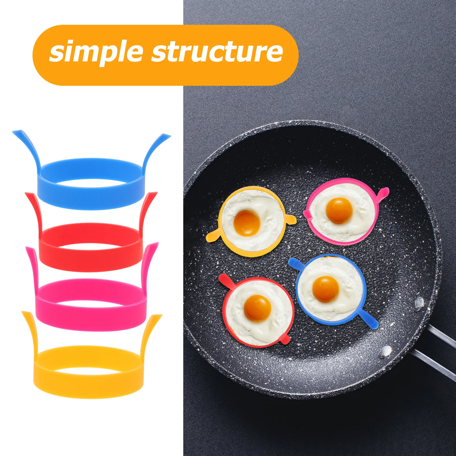 

8pcs Silicone Egg Cooking Rings Non-Stick Food Grade Fry Molds For Eggs Pancakes Breakfast Sandwiches Kitchen Frying Molds For