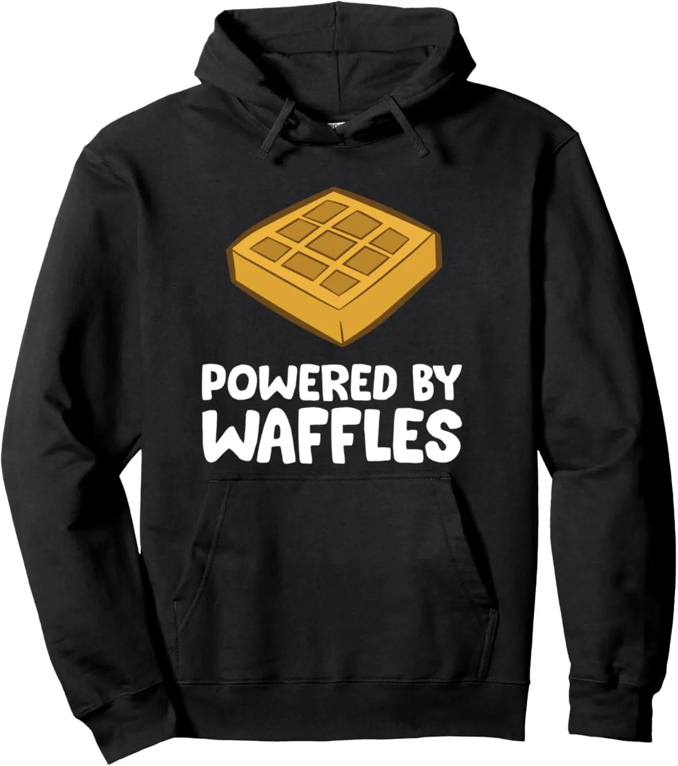 Powered By Waffles Funny Breakfast Waffles Pullover Hoodie Unisex Autumn Streetwear Tops Customizable Sweatshirt