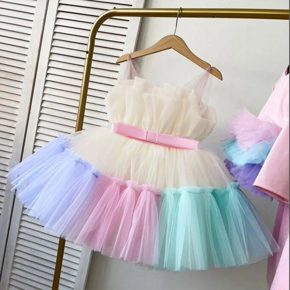 Girl Ruffles Princess Dress Toddler Infantil Wedding Party Prom Gown Kids Evening Bridesmaid Tulle 1 Years Birthday Pink Dresses