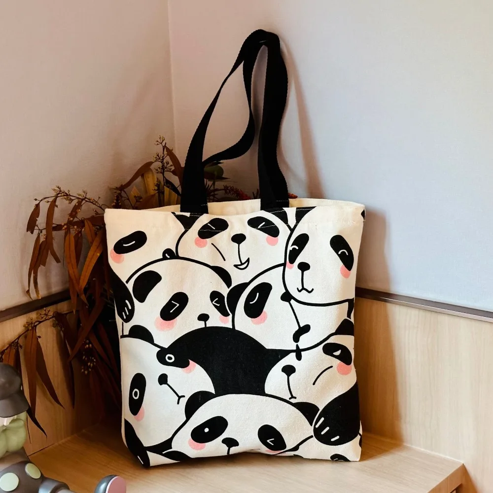 Original Design Panda Large Capacity Shoulder Canvas Bag Female Student Handbag Bag New