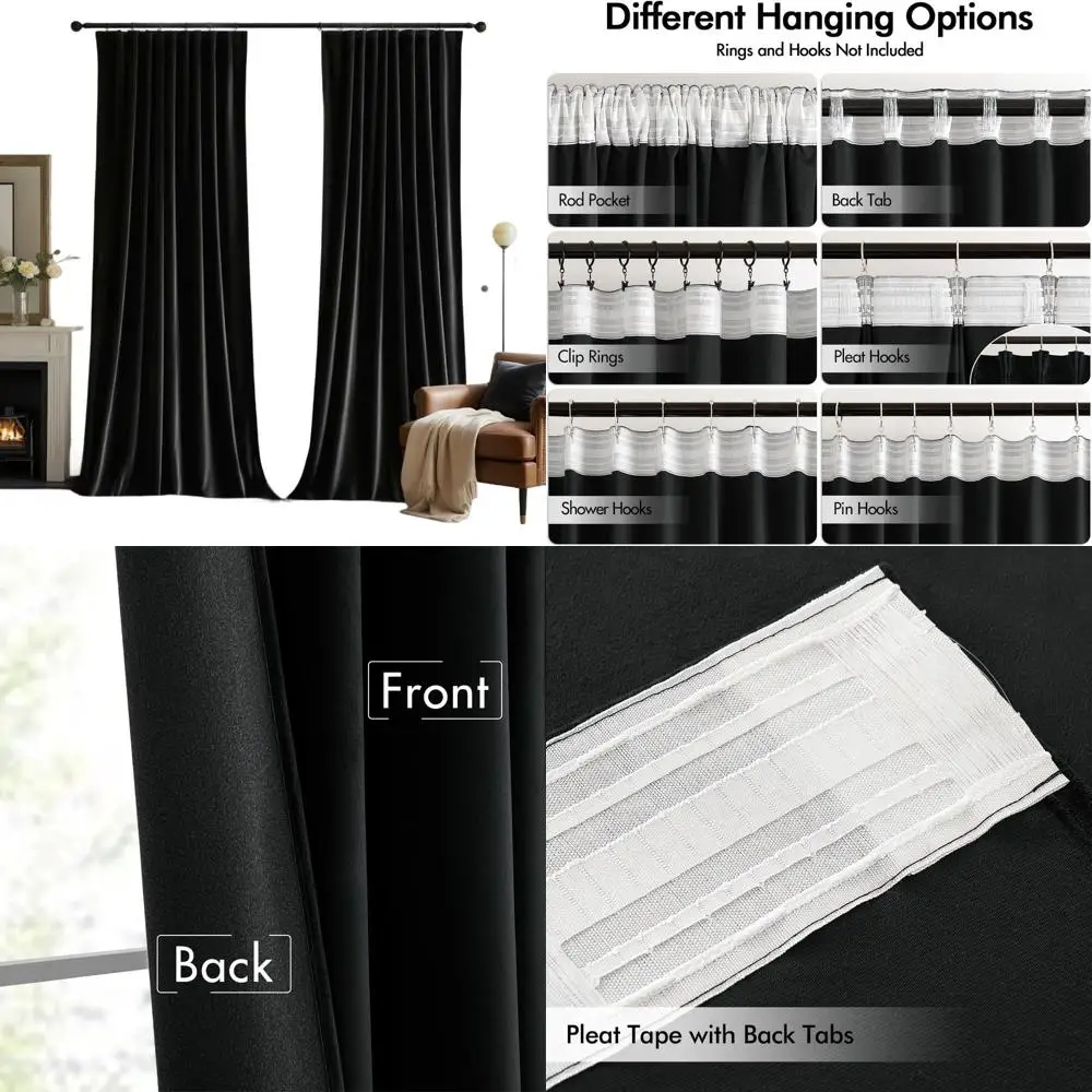 

Luxury 108 Pinch Pleated Blackout Curtains - Soft, Thermal Insulated Drapes for Bedrooms & Living Rooms