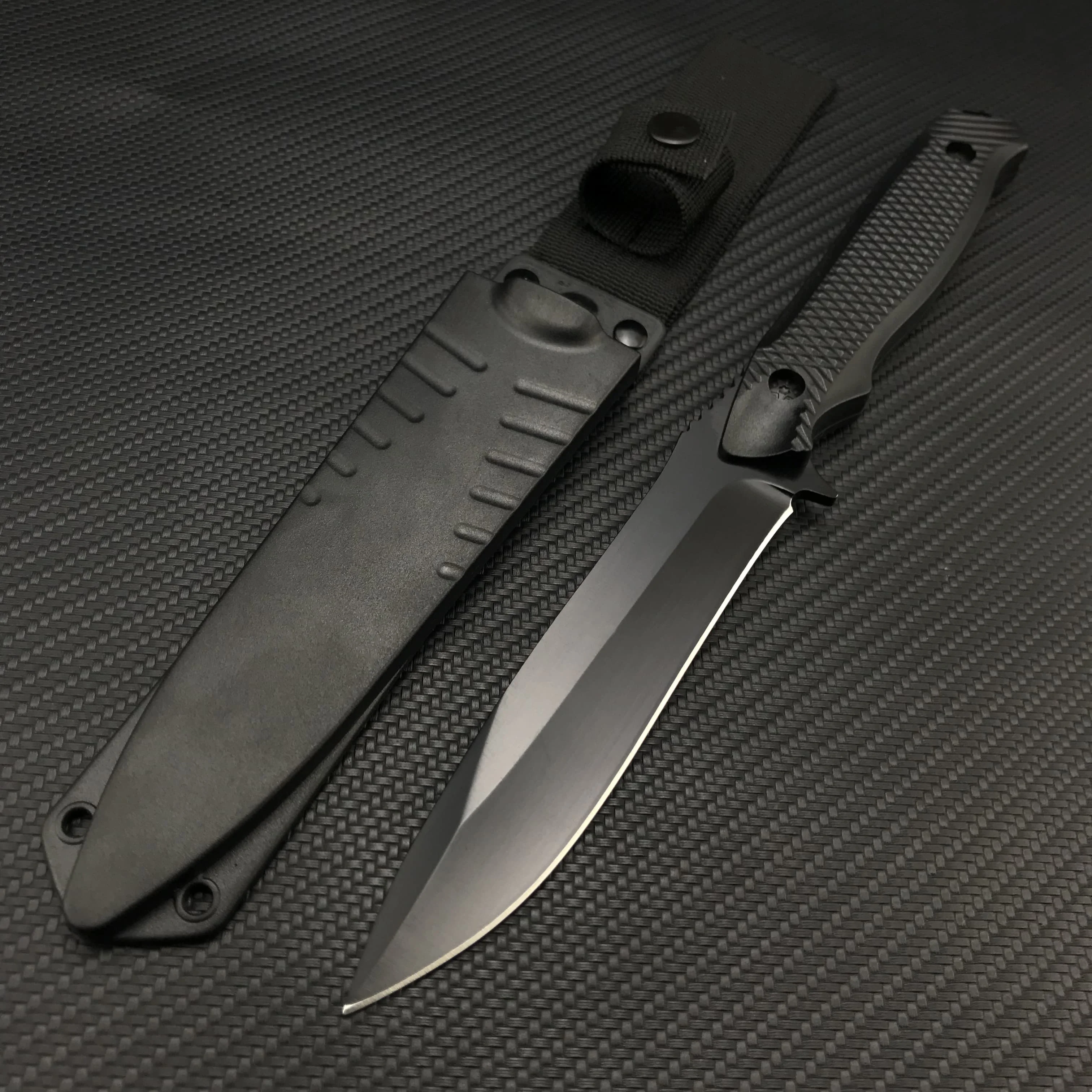 Fixed blade Straight knife Outdoor knife Tactical knife Camping hunting self-defense knife Belt Knife sheath ABS plastic handle