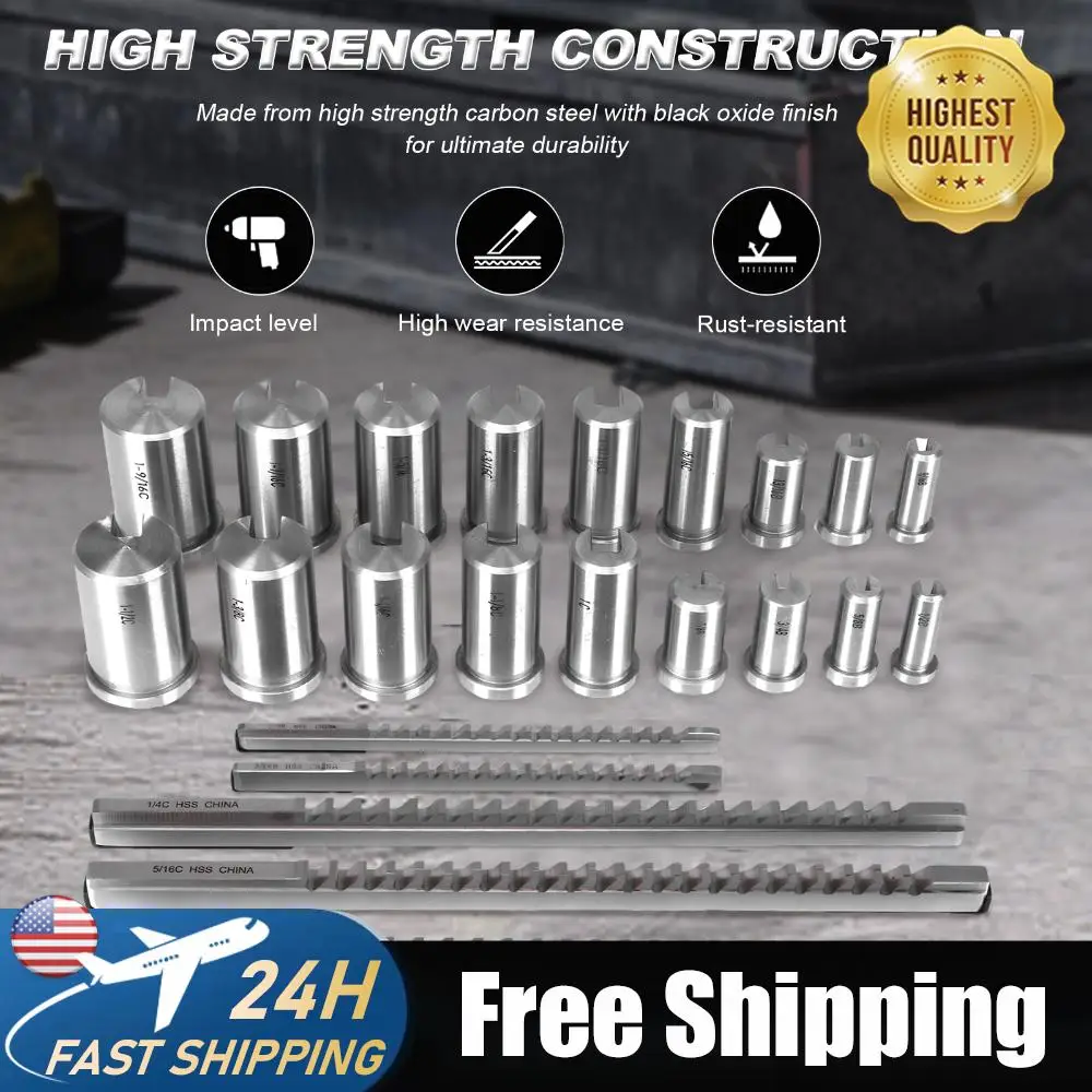 

Набор из 30 предметов: 5 протяжек, 18 втулок и 7 прокладок. Метрический инструмент для нарезания шпоночных пазов для металлообработки и производства.