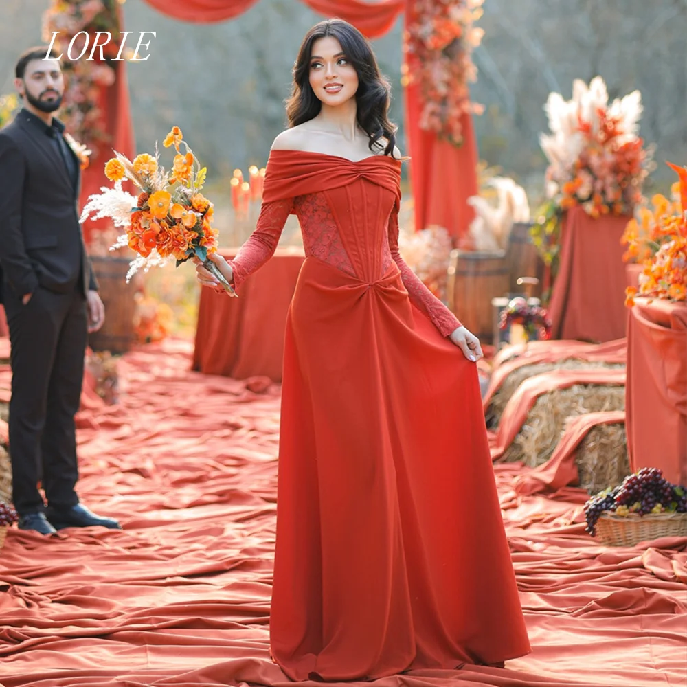 LORIE Luksusowa Suknia Ślubna Syrena z Koronką i Kwiatami, Świąteczna Suknia Ślubna z Długim Rękawem, Suknia Ślubna z Odkrytymi Ramionami, Szyta na Miarę, Kolekcja 2026