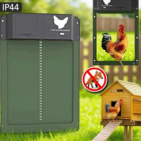 Automatic Chicken Coop Door Chicken House Door Light Sensor Farm Chicken Opener Pets Duck Cage Door Supplies Battery Powered