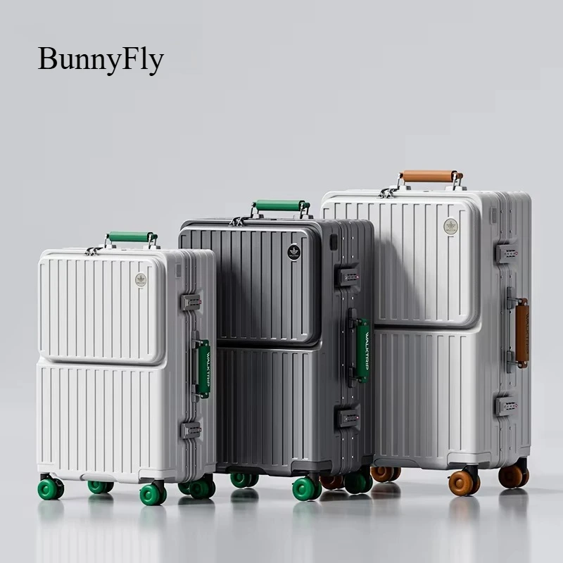 

BunnyFly Carry on Front-opening Suitcase with Laptop Compartment, Multi-functional Rolling Luggage with Spinner Wheels.