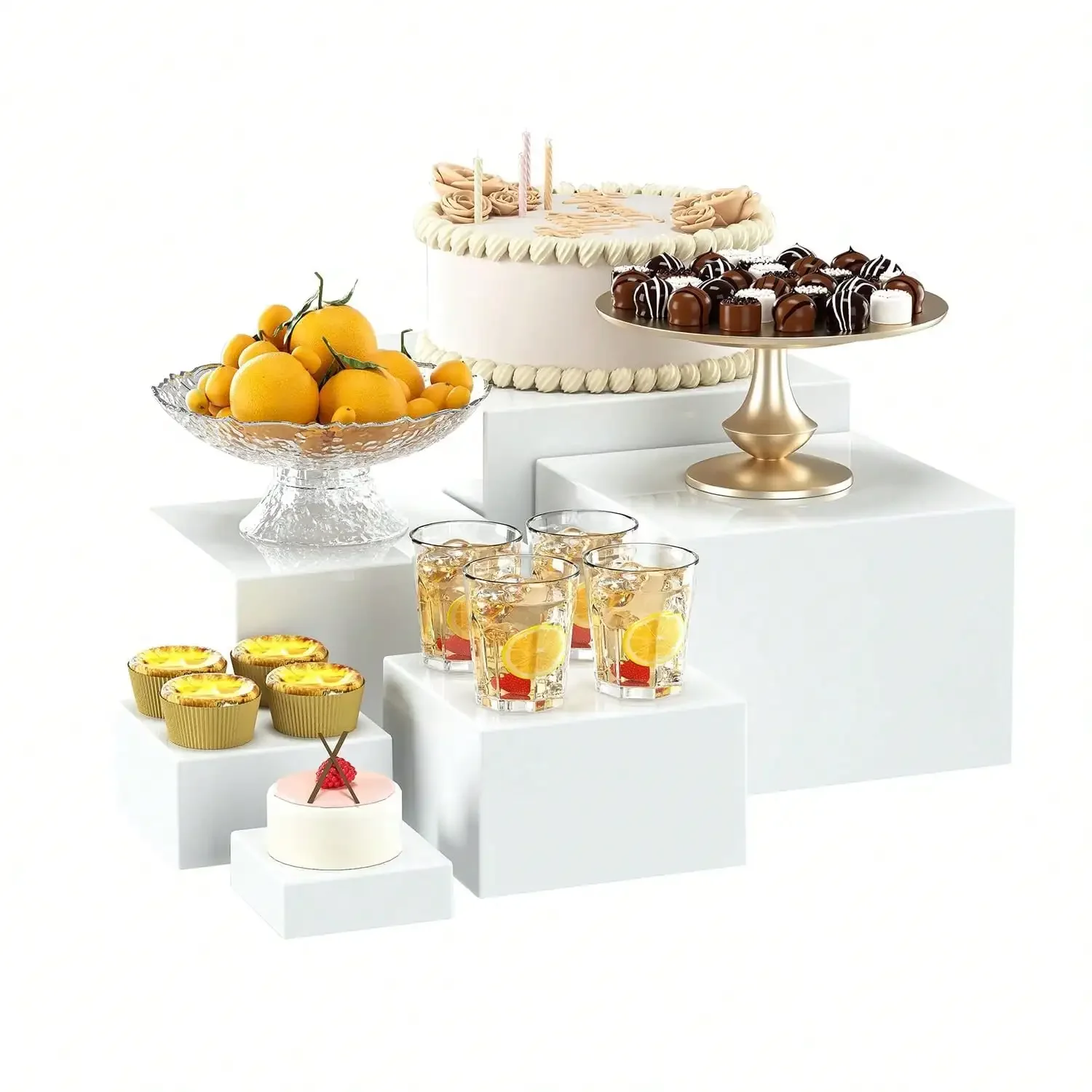 

6 PCS Boxes For Display As Buffet Risers And Stands, Food Risers For Party, Table, Stands, Including 8", 7", 6", 5", 4", 3"