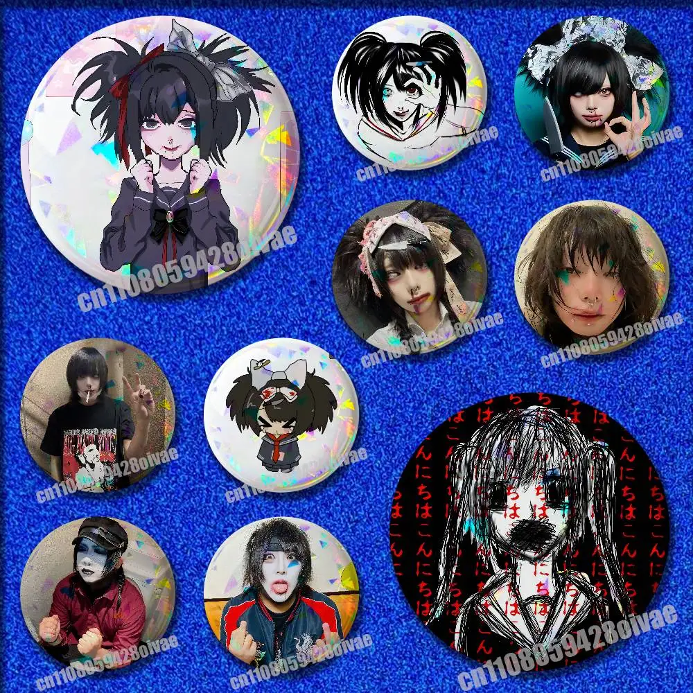 

For S-Senketsu Akochan H-Hiro kun Mettasashi Pins Insignia Badge Pin Cover Emblem Round Ornament 75mm Cosplay Brooch Button
