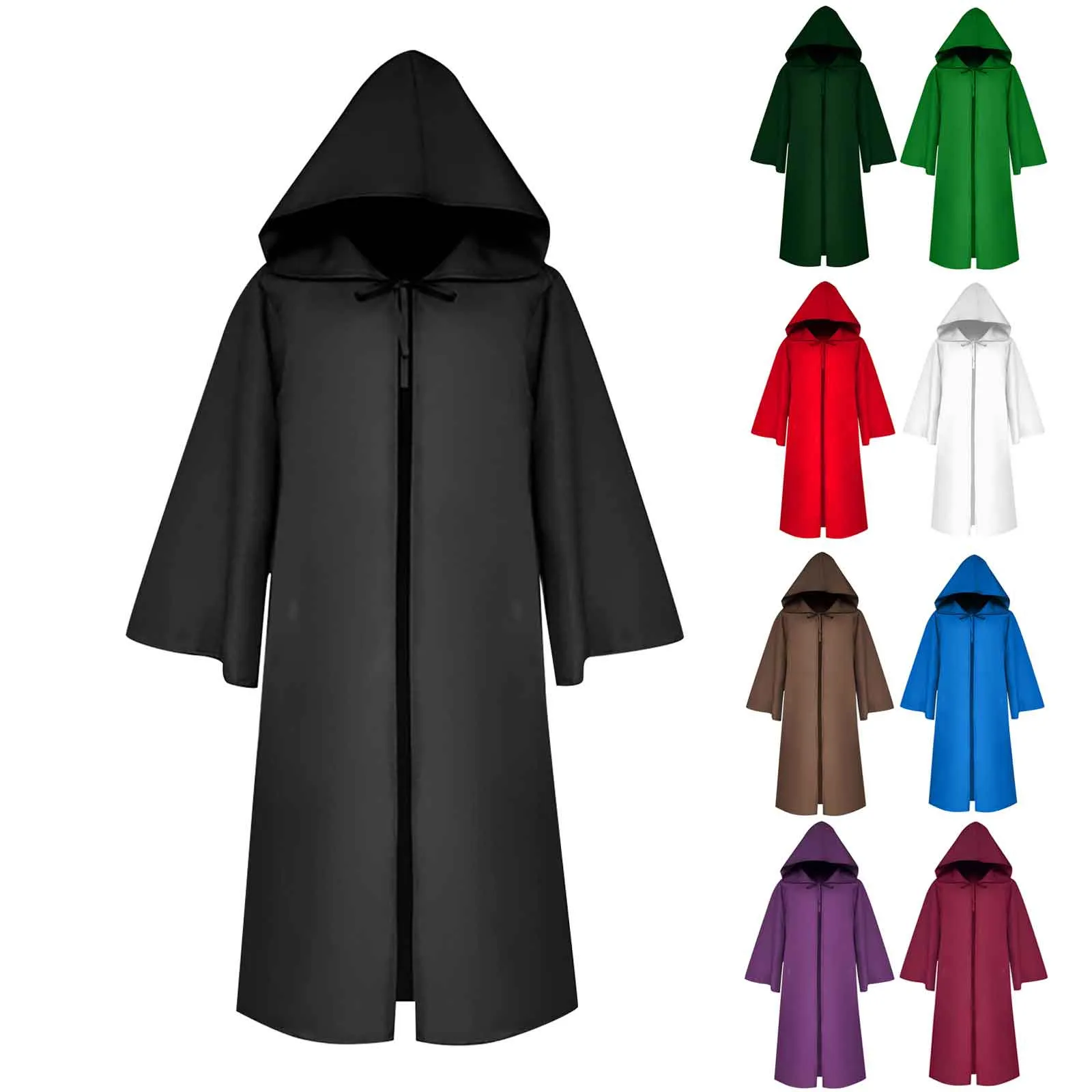 Cosplay Medieval Monk Robe Cloak Plague Doctor Halloween Dress Up Costume Hood Cape Mantle Gown Wizard Priest Friar Outfit