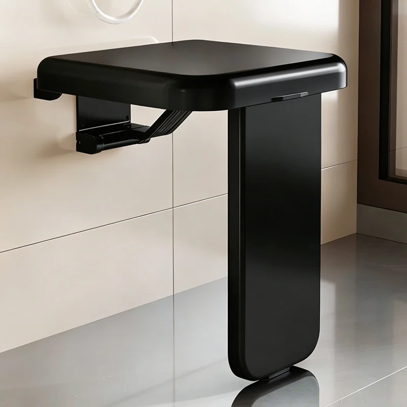 Factory Wall-mounted Invisible Folding Aluminum Shower Bench Elderly Bathing Seat Shoe Changing Bench Custom-made Light Luxury