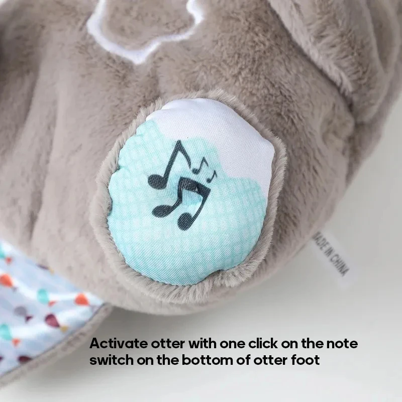 Ours respiratoire bébé loutre apaisante peluche poupée jouet bébé enfants musique apaisante bébé compagnon de couchage son et lumière poupée jouet cadeau