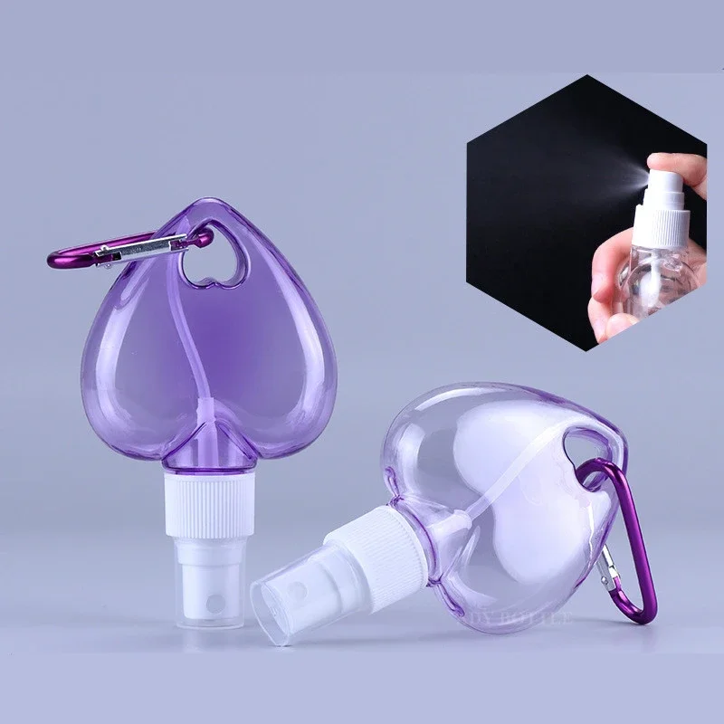 50ml Empty Spray Bottle Love Hook Spray Bottle Refillable Plastic Carabiner Hook Bottle Atomizer Perfume Travel Accessories