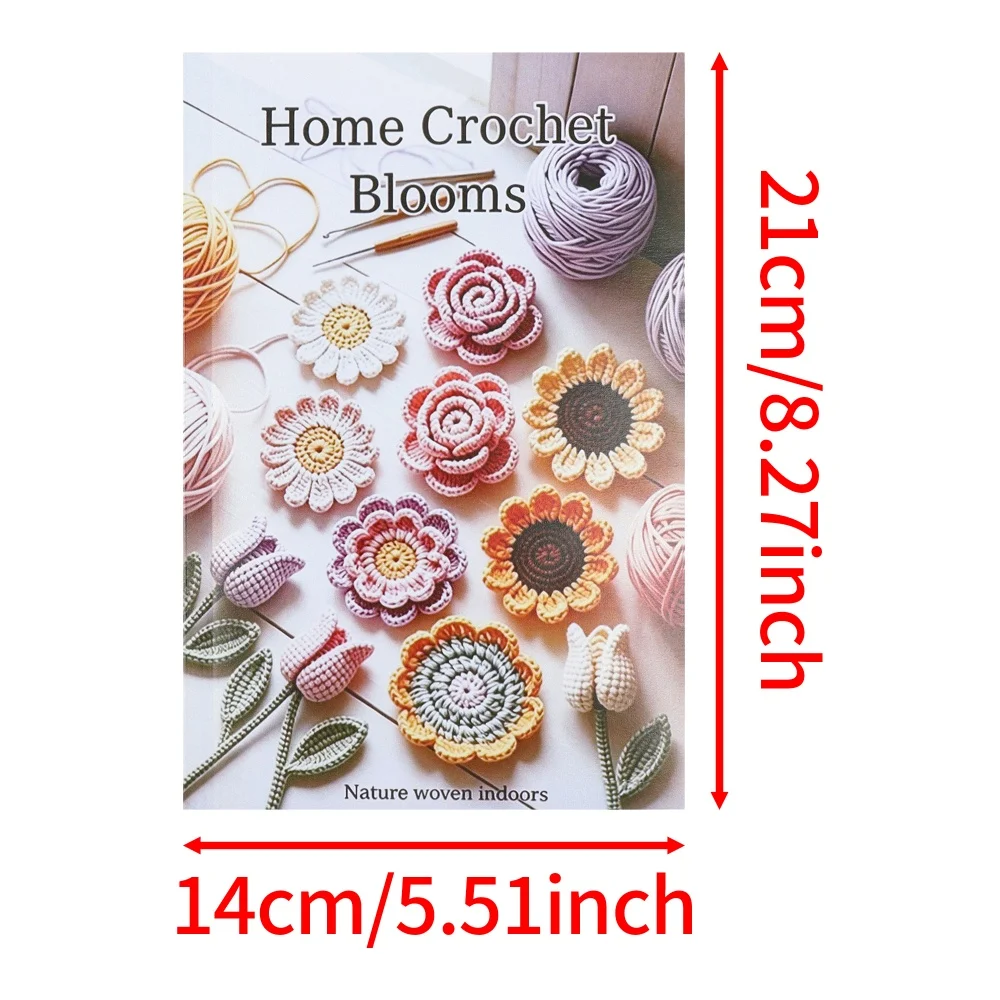 1 Crochet Pattern Notebook | Home Crochet Flower Tutorial Book | Standard 14×21 cm Size | Indoor Floral DIY Guide: Flower & Stem