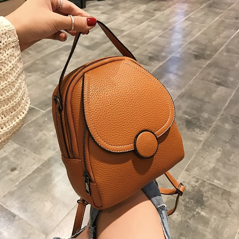 Mini flap backpack, casual convertible crossbody dome bag, faux leather top handle daypack (7.87*9.06*3.15) inch