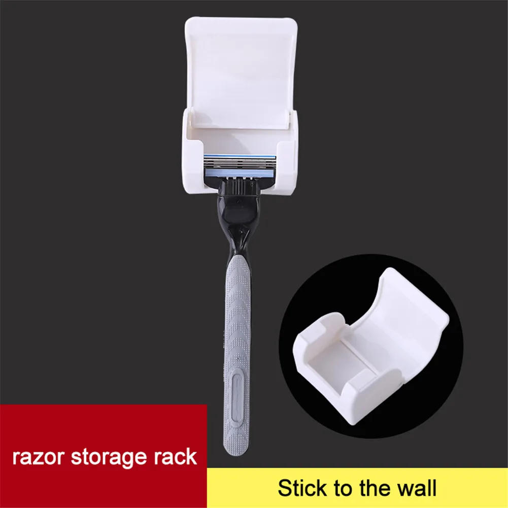 Dustproof Shaving Plastic Razor Holder Men Adhesive Razor Holder Wall Mounted Bathroom Set Razor Cap Shaver Rack