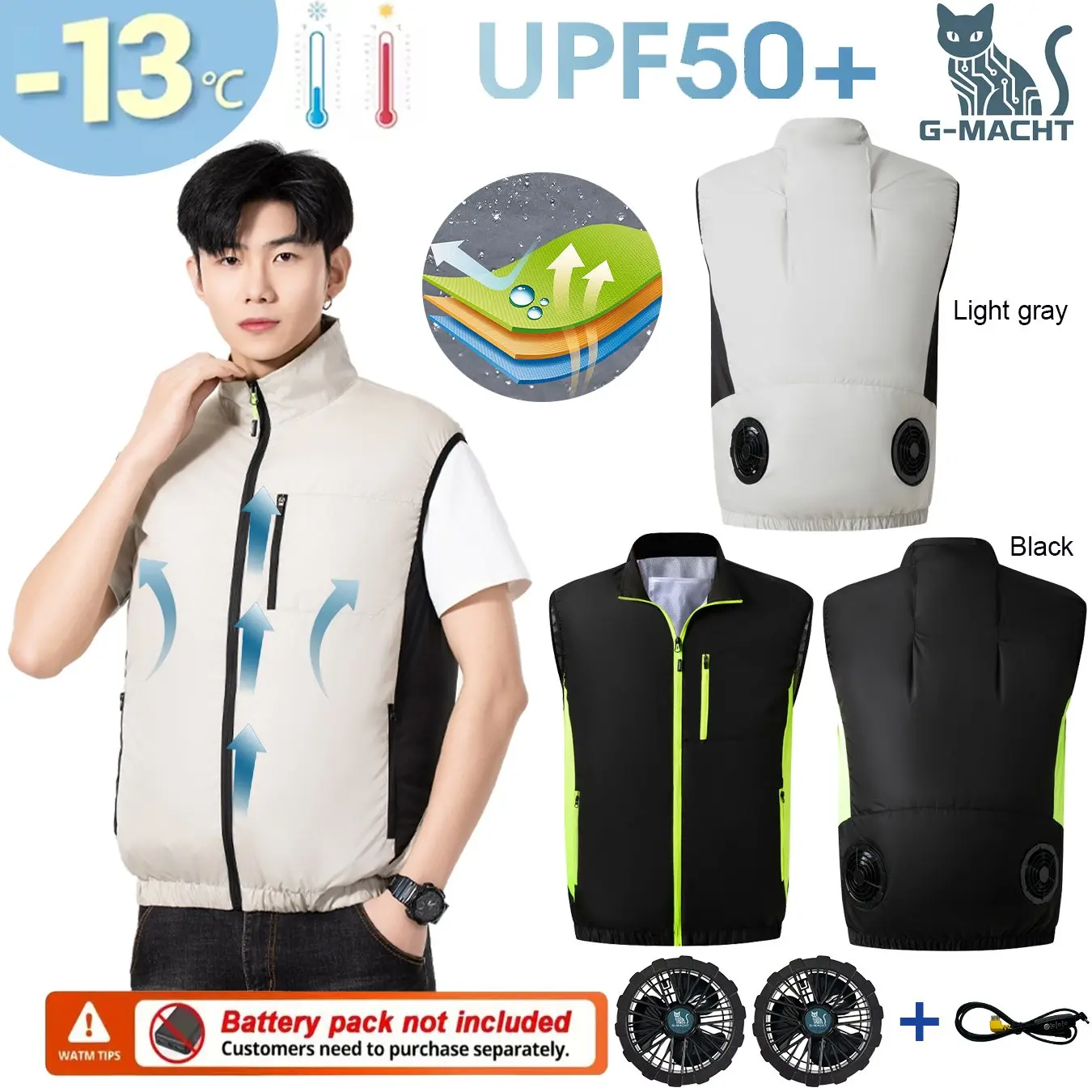 

Summer Breathable Wearable Cooling Fan Vest Ice Cooling Air Conditioner Clothes For Outdoor Fishing Heat Resistant
