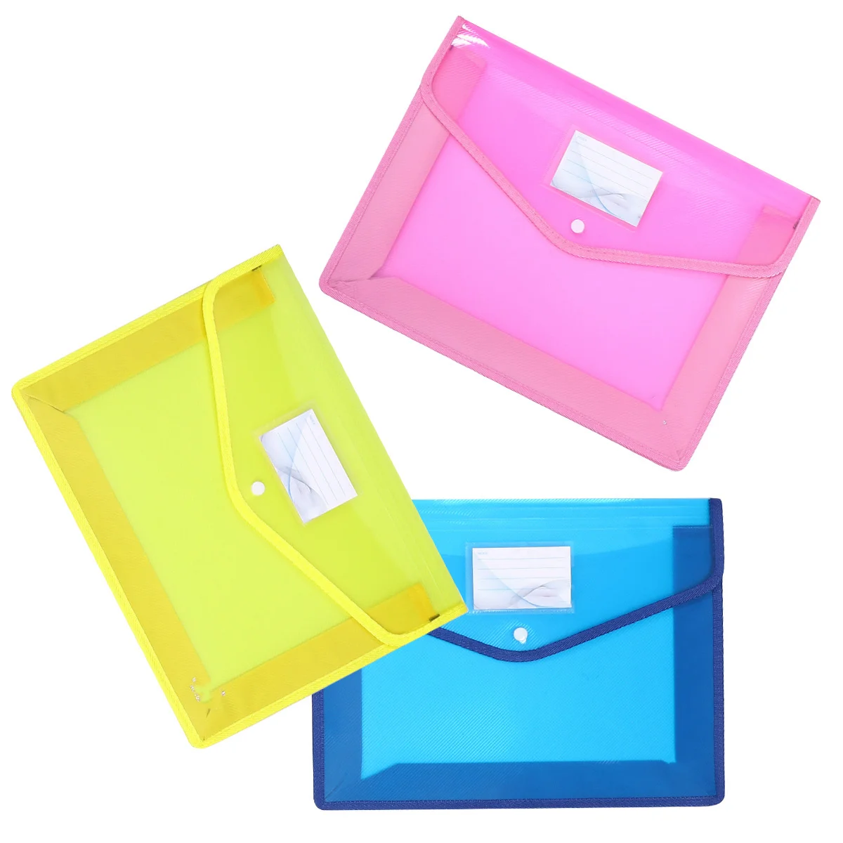 3Pcs A4 Document Folder Waterproof PVC File Holder Clear Snap Button Closure Lightweight Tear Proof Storage for Office Business