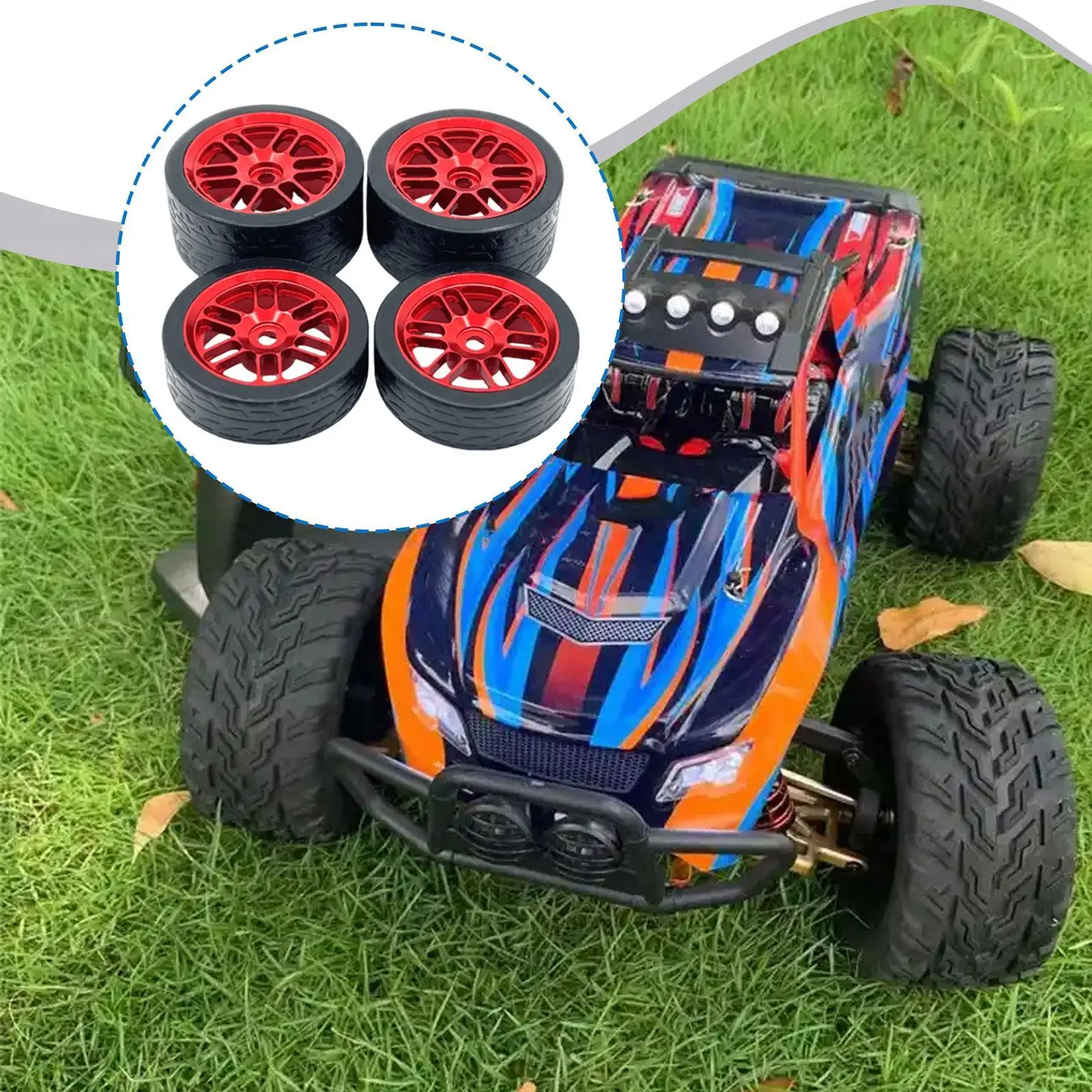 

RC Car Tires 1/24 Scale High Grip Road Tire Aluminum Alloy Hub for 244016 Remote Car Crawler Accessories