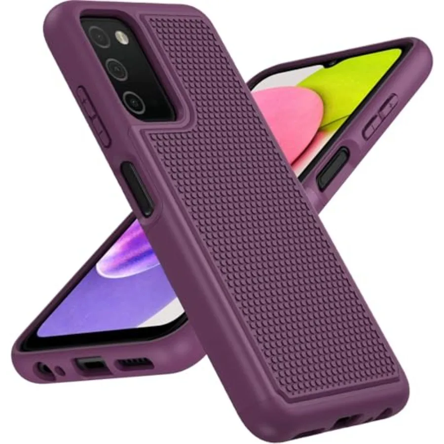 for Samsung Galaxy A03s Case: Dual Layer Shockproof Protective Heavy Duty Cell Phone Cover Rugged with Non Slip Textured Back -