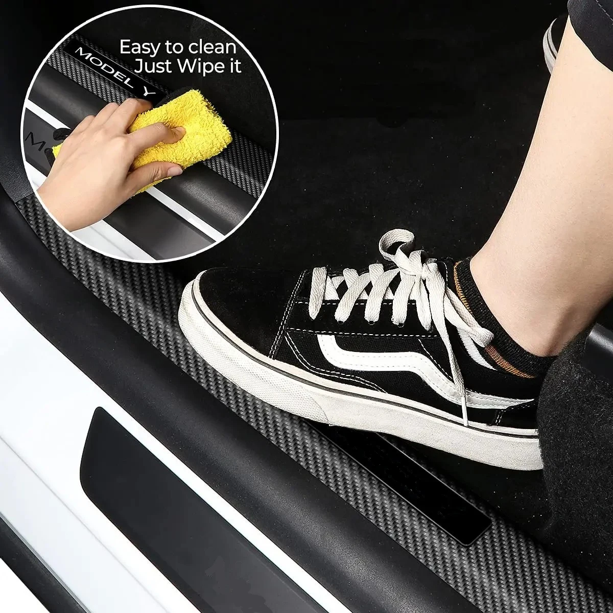 Herval For Tesla Model Y Door Sill Guards Protectors Cover Car Front Rear Door Anti-dirty Pad Accessories Pedal Protection Strip