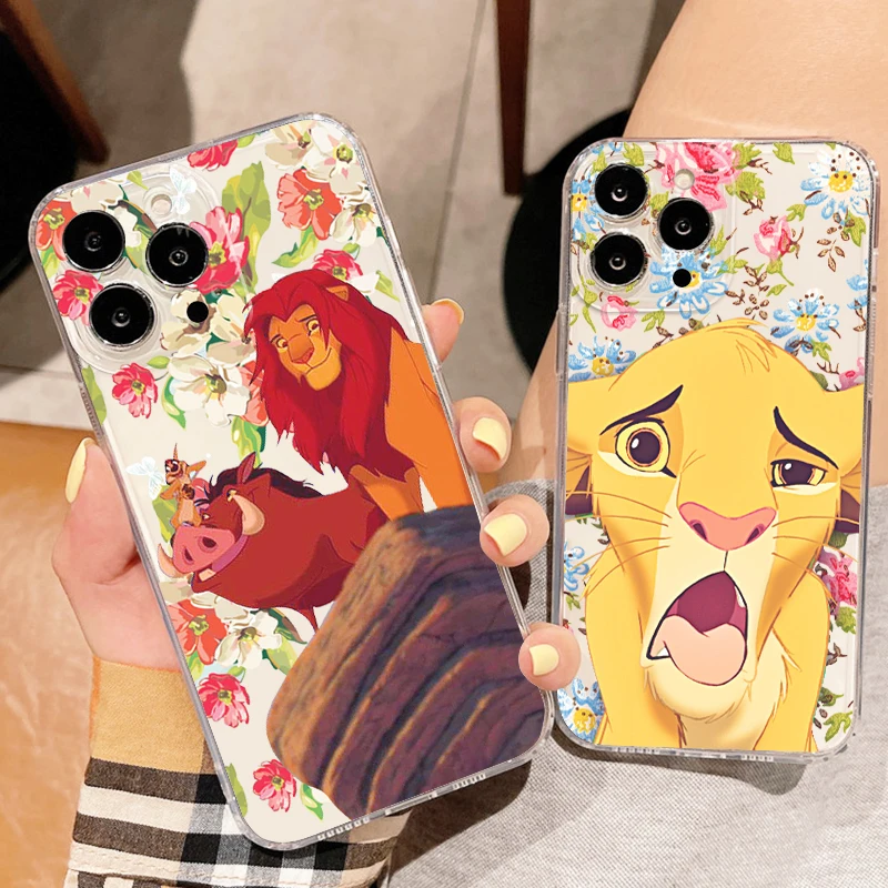 Disney flowers The Lion King Phone Case For Apple iPhone 14 13 12 11 SE XS XR X 7 8 6 5 Pro Plus MAX 2020 Transparent Cover