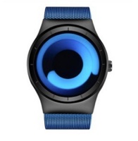 NEW multifunctional blue face black shell blue belt fashion classic quartz watch vortex starry sky rotating steel belt watch