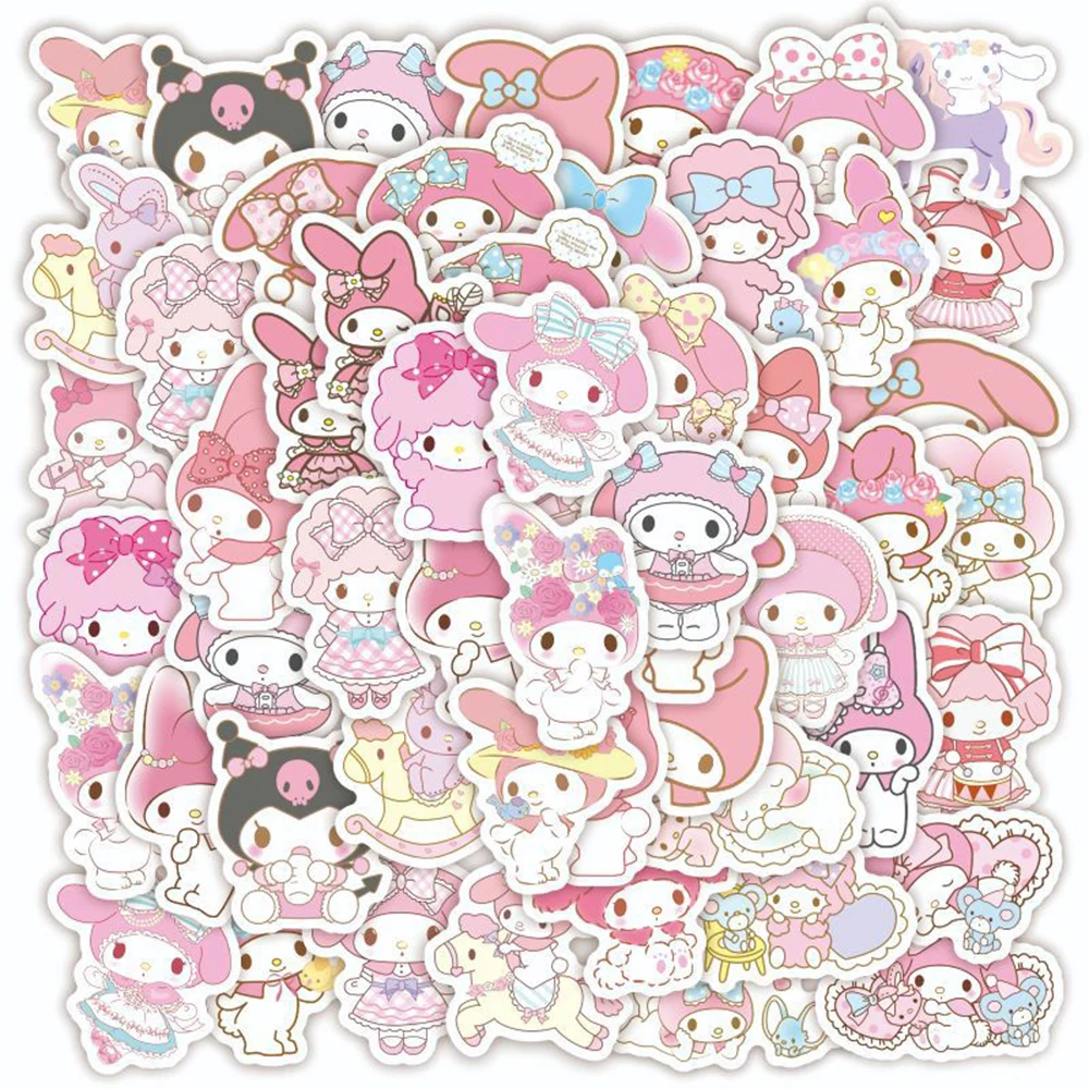 10/20/40/80pcs Cute Sanrio My Melody Kuromi Stickers Decals Kids Toys DIY Laptop Water Bottle Phone Notebook Decoration Sticker