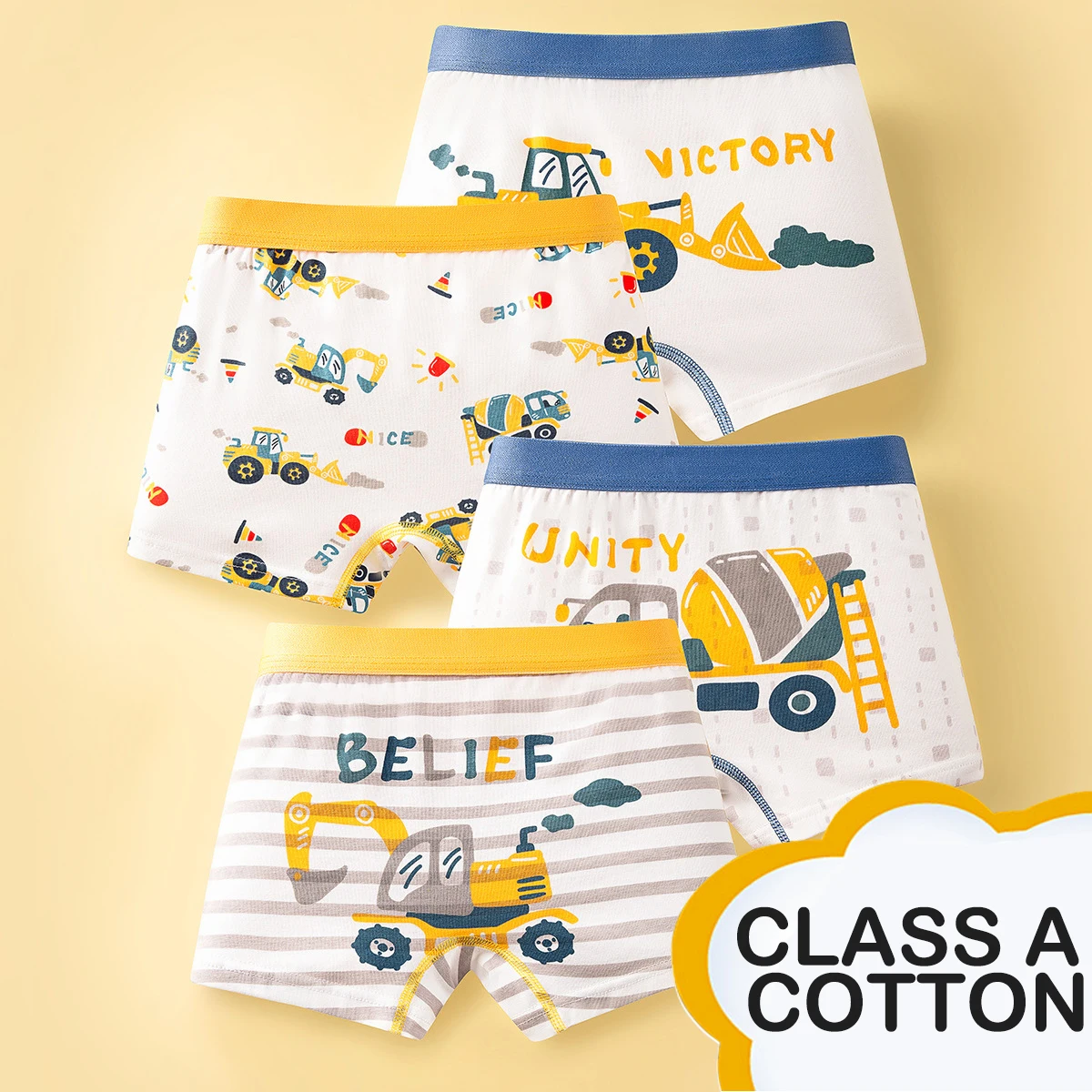 

4 шт., Детские хлопковые трусы-боксеры