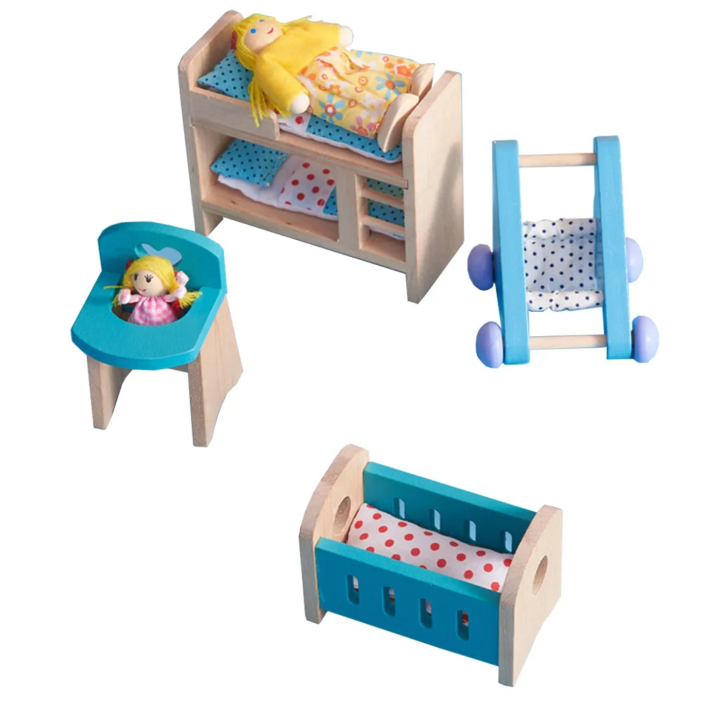 

8x11cm Wooden Miniature Furniture Educational Playhouse Handmade DIY Wooden Exercise Ability Educational Set for Kids