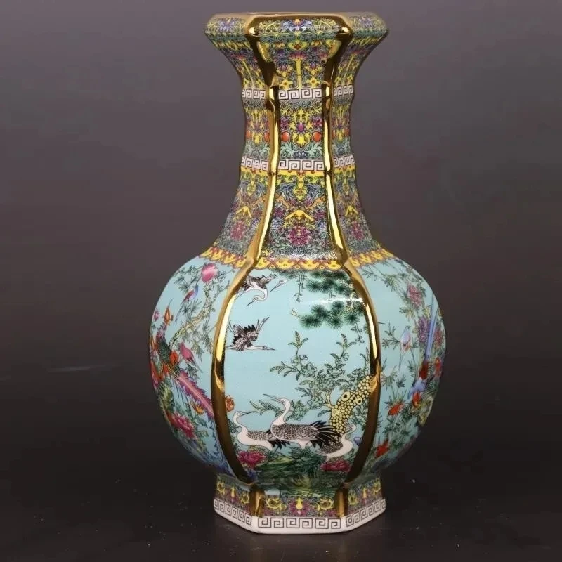 26CM Ceramic Vase Antique Collection Living Room Decoration Enamel Porcelain Home Furnishing Ornaments Housewarming Gift